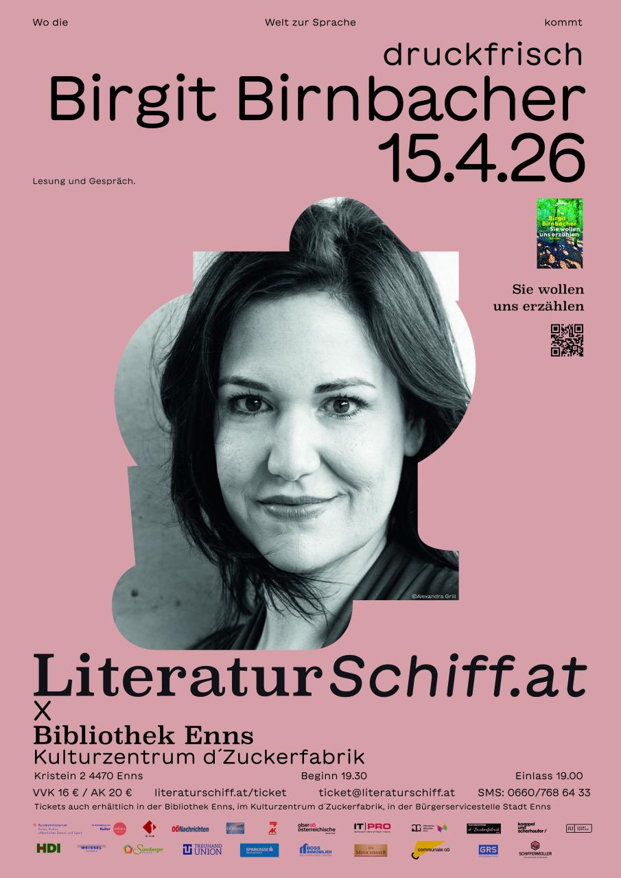 Plakat Lesung Birgit Birnbacher in der Zuckerfabrik