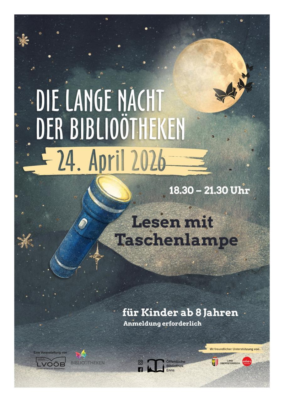 Plakat Lange Nacht mit Lesen bei Taschenlampe-Schein