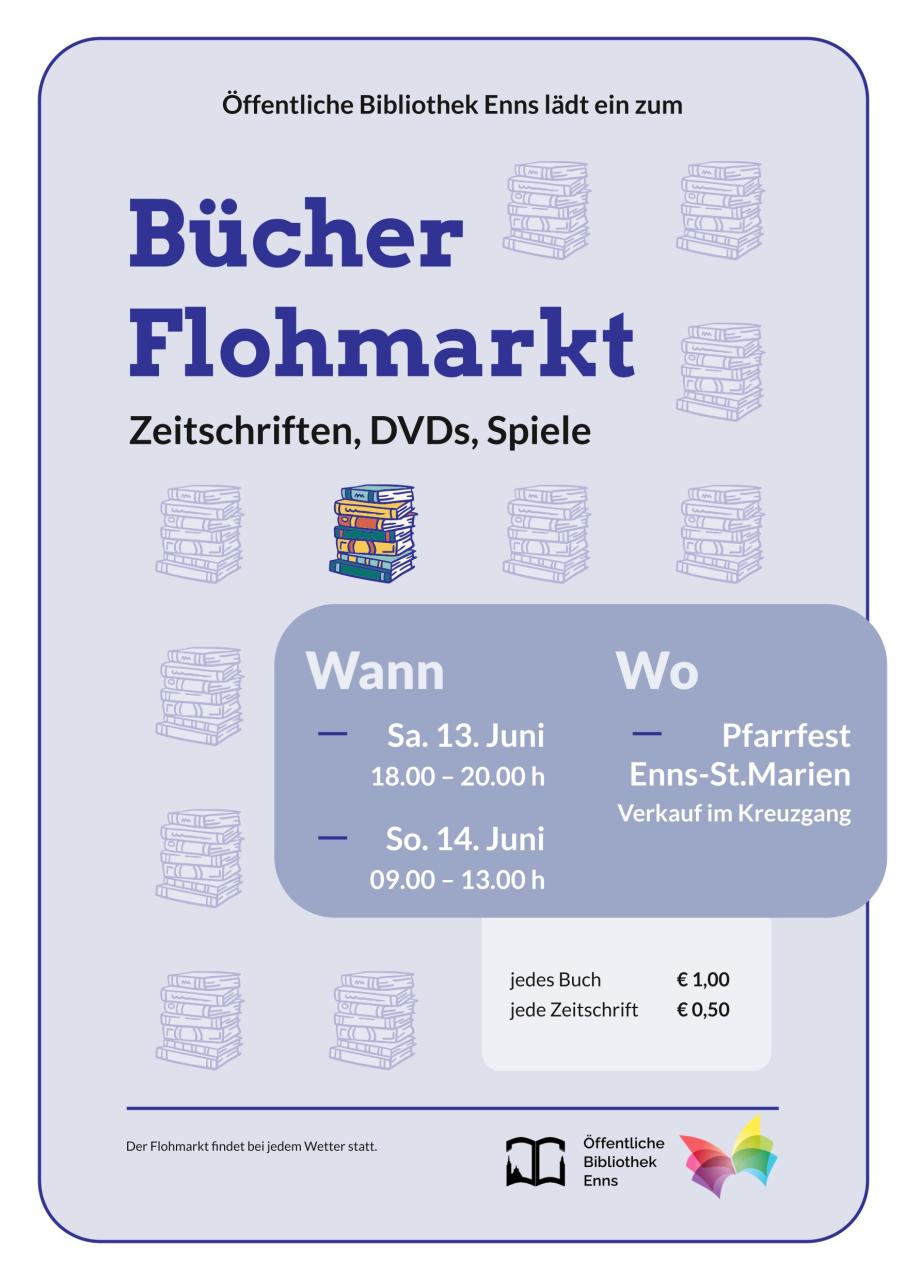 Plakat Bücher-Flohmarkt beim Pfarrfest