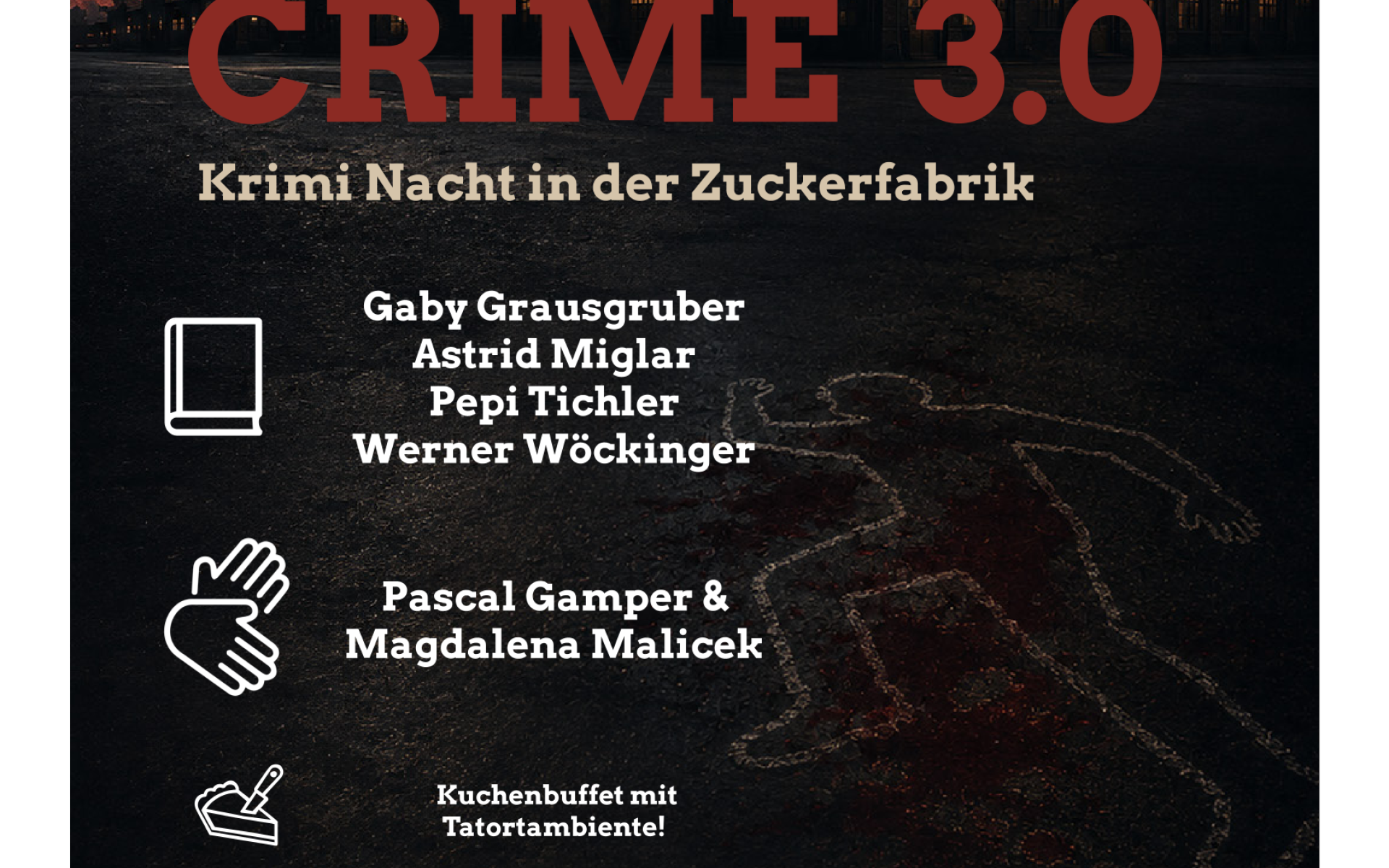 Plakat Lesung in Zuckerfabrik mit Gebärdendolmetscher