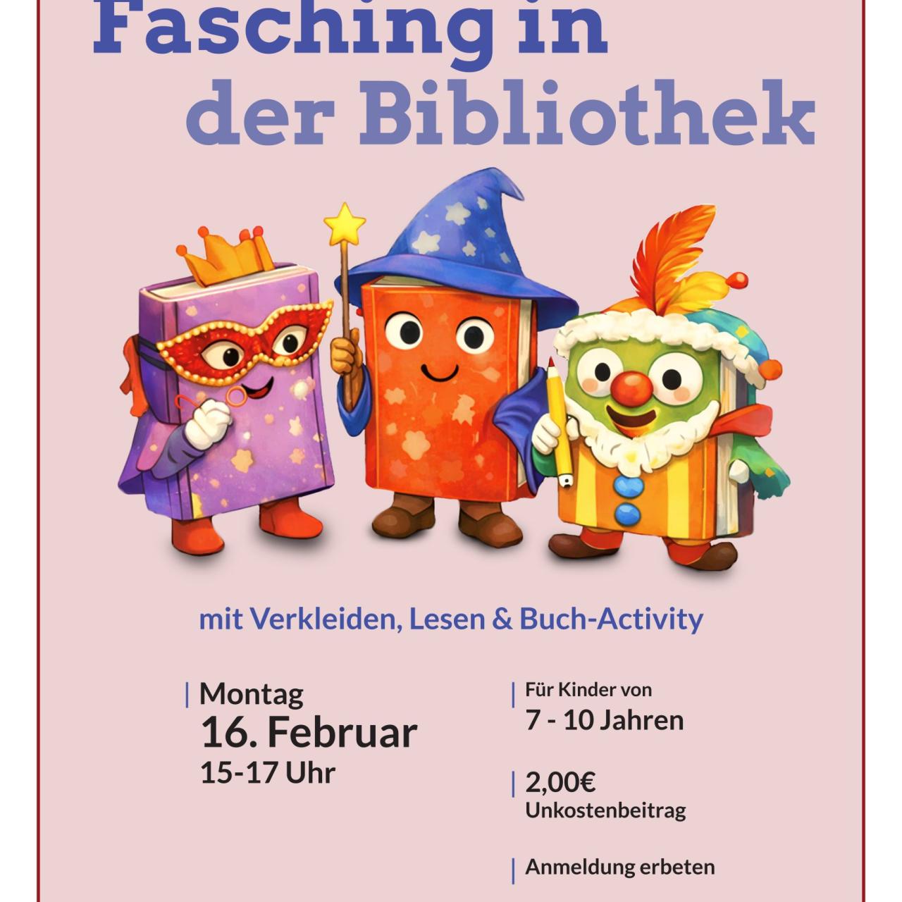 Plakat Fasching in der Bibliothek