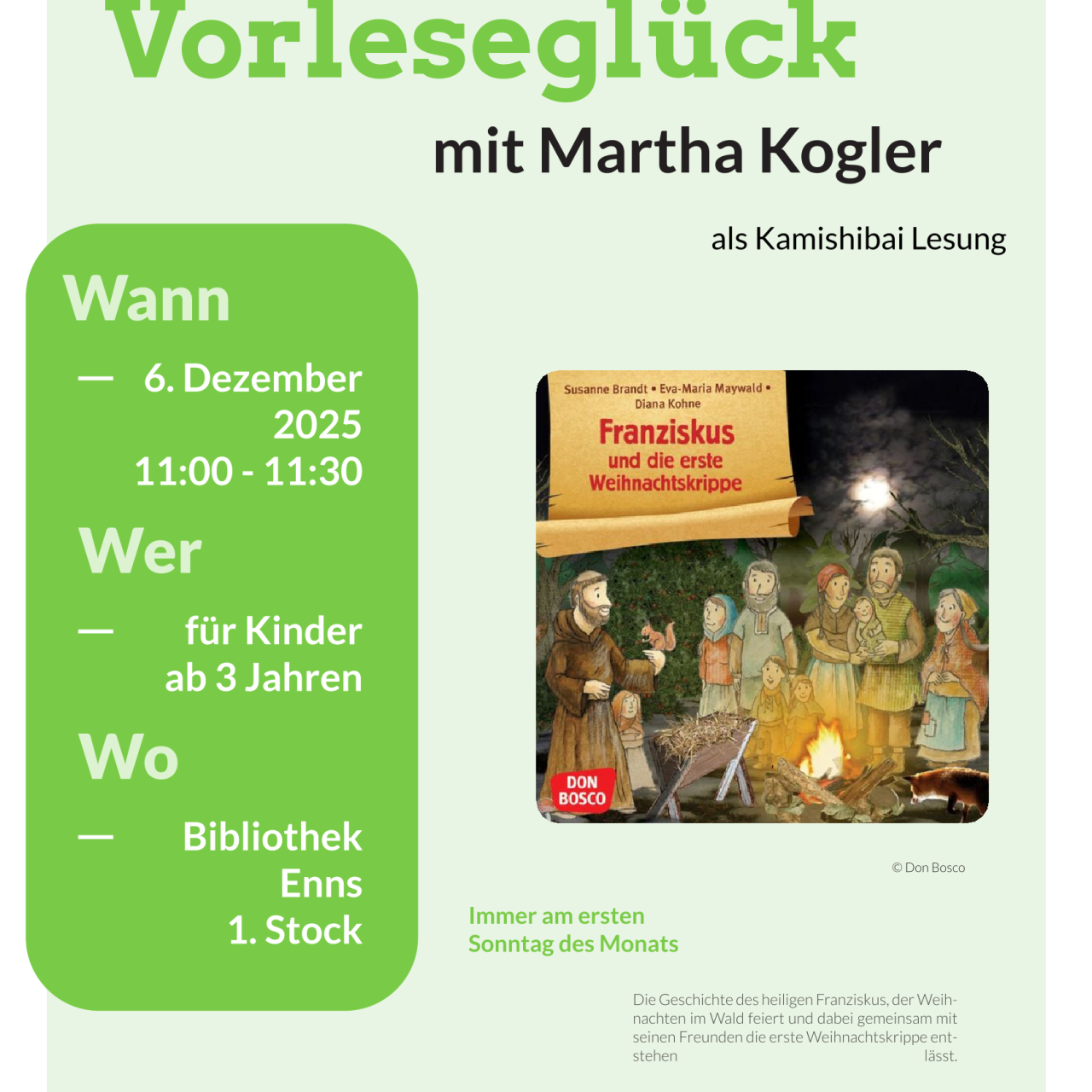 Plakat Dezember Weihnachtskrippe Kamishibai